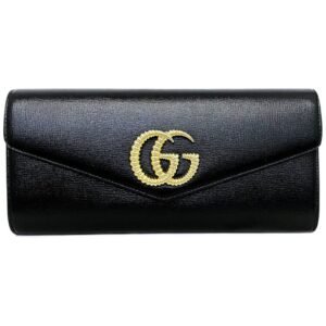 Gucci Clutch Bag Black Gold Broadway 594101-Bag Coated Leather GUCCI GG Marmont Ladies Flap | AlmaBagz