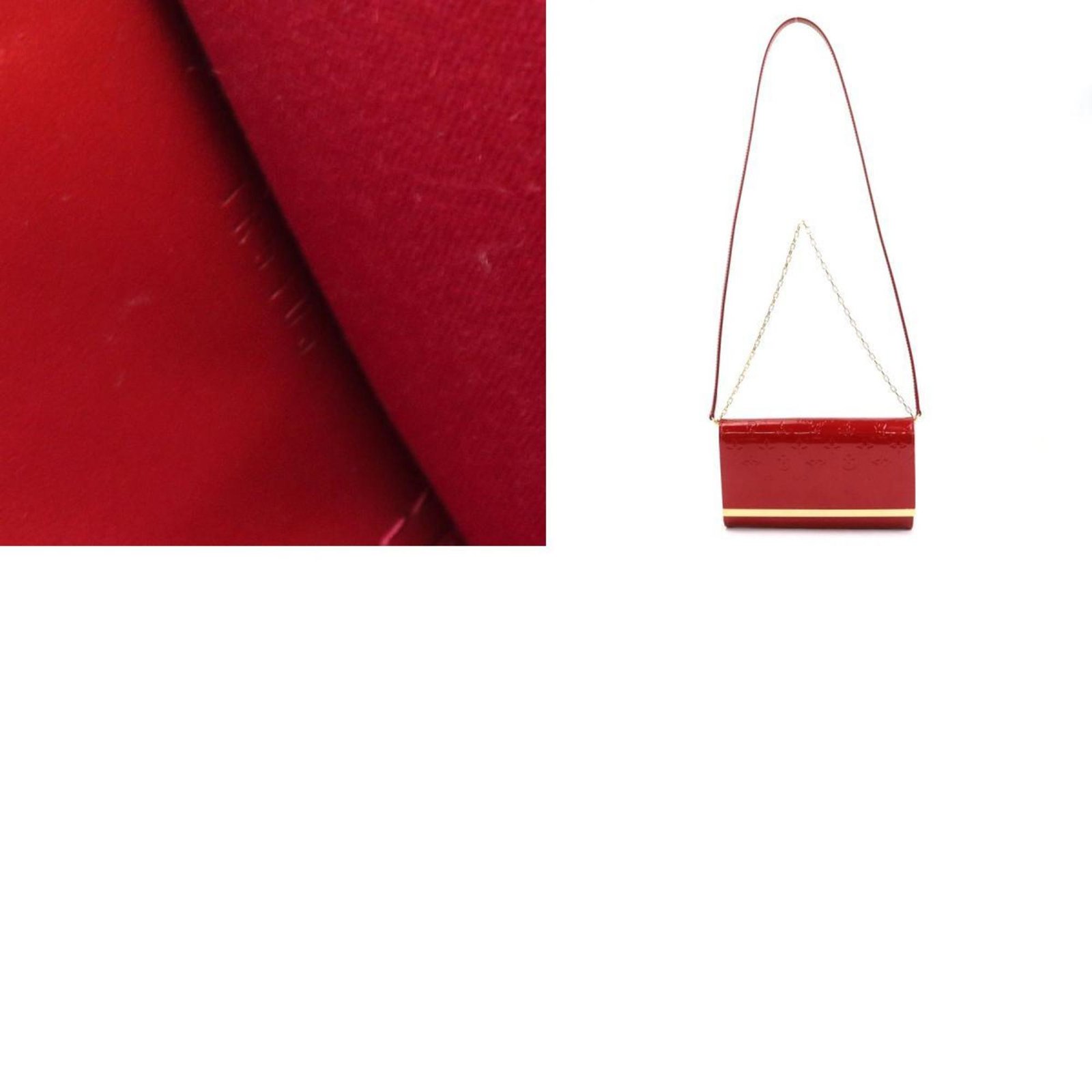 LOUIS VUITTON Shoulder Bag Diagonal Monogram Verni Clutch Anna Patent Leather Red Gold Women's M90092 | AlmaBagz - Image 4