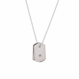 Gucci 2P diamond dock tag unisex K18WG necklace | AlmaBagz
