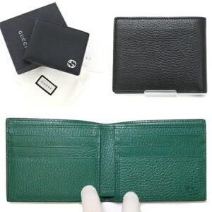 GUCCI Interlocking Bifold Wallet Billfold 610464 Black Green | AlmaBagz