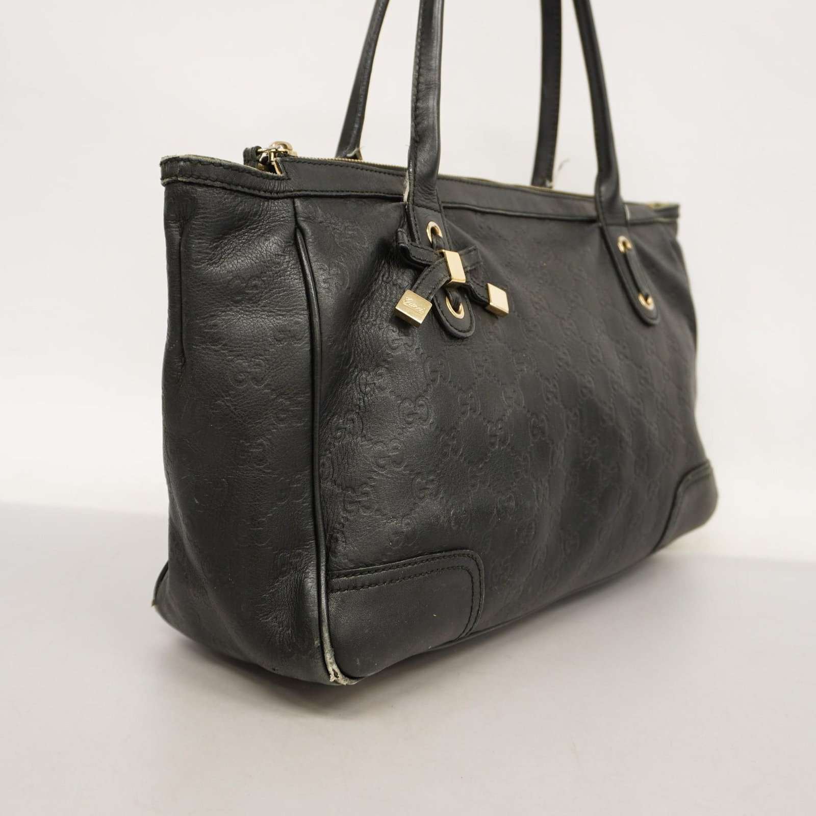 GUCCI ssima Princey 177052 Women's Leather Tote Bag Black | AlmaBagz