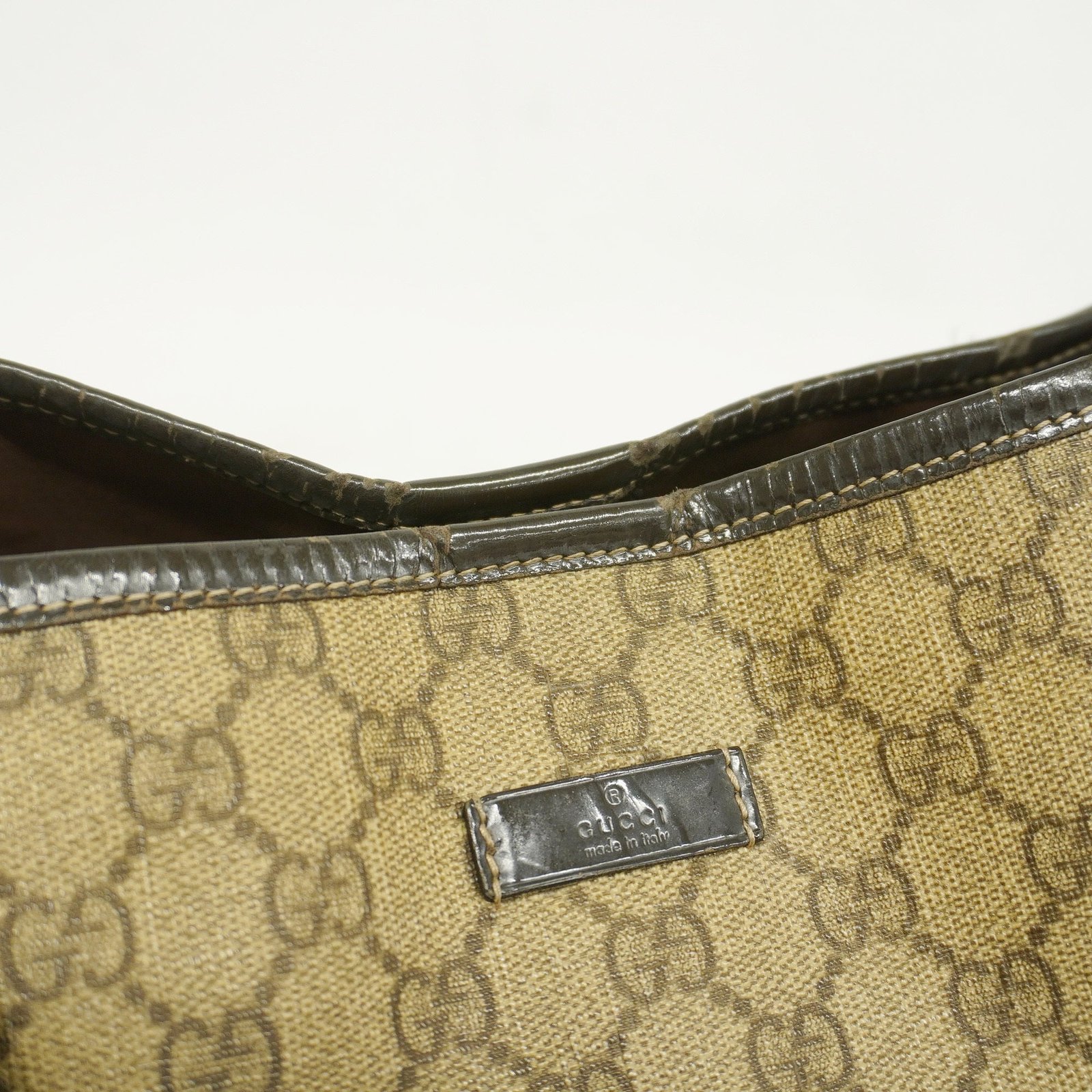 GUCCI GG Supreme 197953 Women's Leather Tote Bag Beige,Dark Brown | AlmaBagz - Image 17