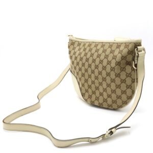 GUCCI GG Canvas Shoulder Bag Leather Khaki Beige Ivory White 169998 | AlmaBagz