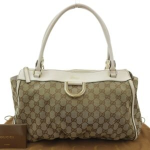 Gucci GG Canvas Tote Bag Logo Handbag Brown White 189831 002122 | AlmaBagz