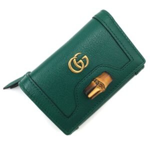 Gucci trifold wallet bamboo medium 658633 leather green ladies GUCCI | AlmaBagz