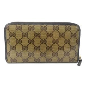 GUCCI round zipper long wallet/GG crystal brown unisex 363423 | AlmaBagz