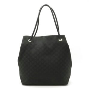 Gucci GG nylon tote bag shoulder leather black 152279 | AlmaBagz
