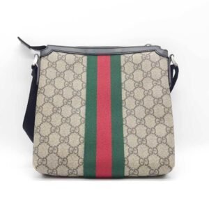 GUCCI Shoulder Bag Sherry Line GG Canvas Leather 471454 Black Beige | AlmaBagz