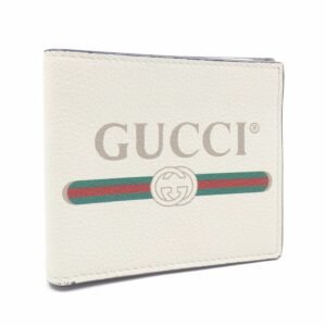 Gucci bi-fold wallet men's off-white white leather 496309 | AlmaBagz