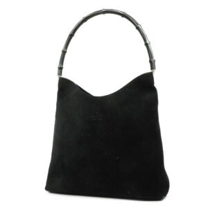 Gucci Bamboo Offdia 001 3244 Women's Suede Shoulder Bag Black | AlmaBagz