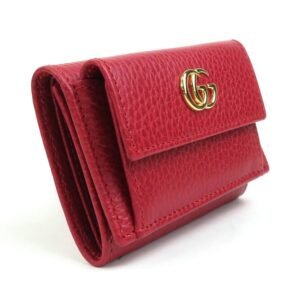 GUCCI Trifold Wallet GG Marmont Leather Red Unisex 523277 | AlmaBagz