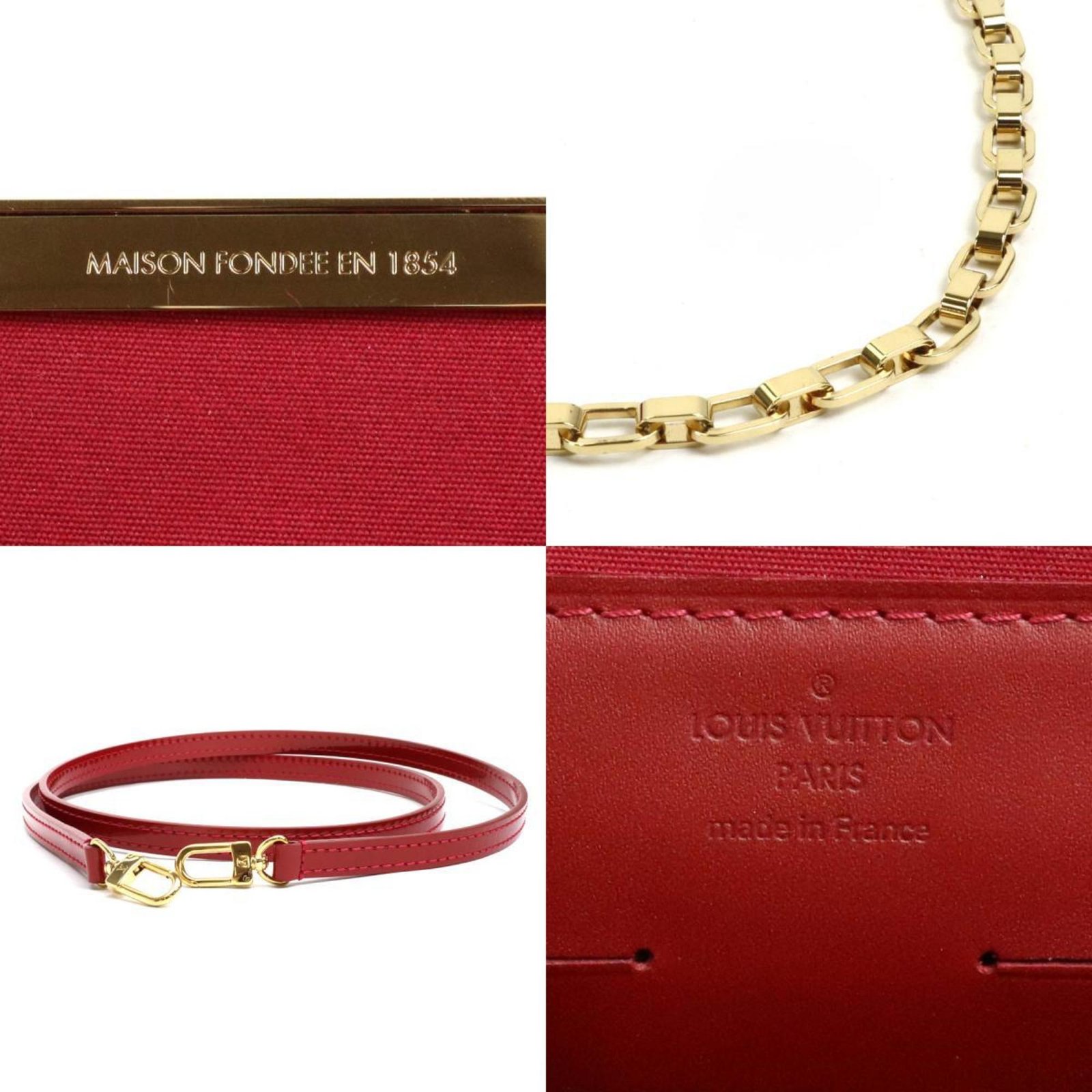 LOUIS VUITTON Shoulder Bag Diagonal Monogram Verni Clutch Anna Patent Leather Red Gold Women's M90092 | AlmaBagz - Image 3