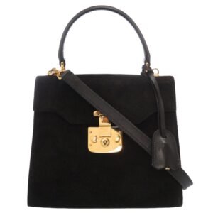 Gucci Lady Rock Suede Black Gold Hardware 000 110 0211 2WAY Handbag Bag 0057 | AlmaBagz