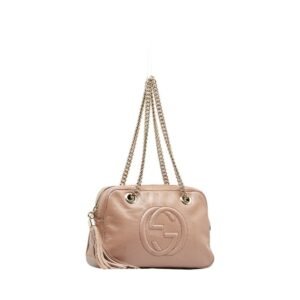 GUCCI Soho Chain Shoulder Bag 308983 Pink Gold Leather Women's | AlmaBagz