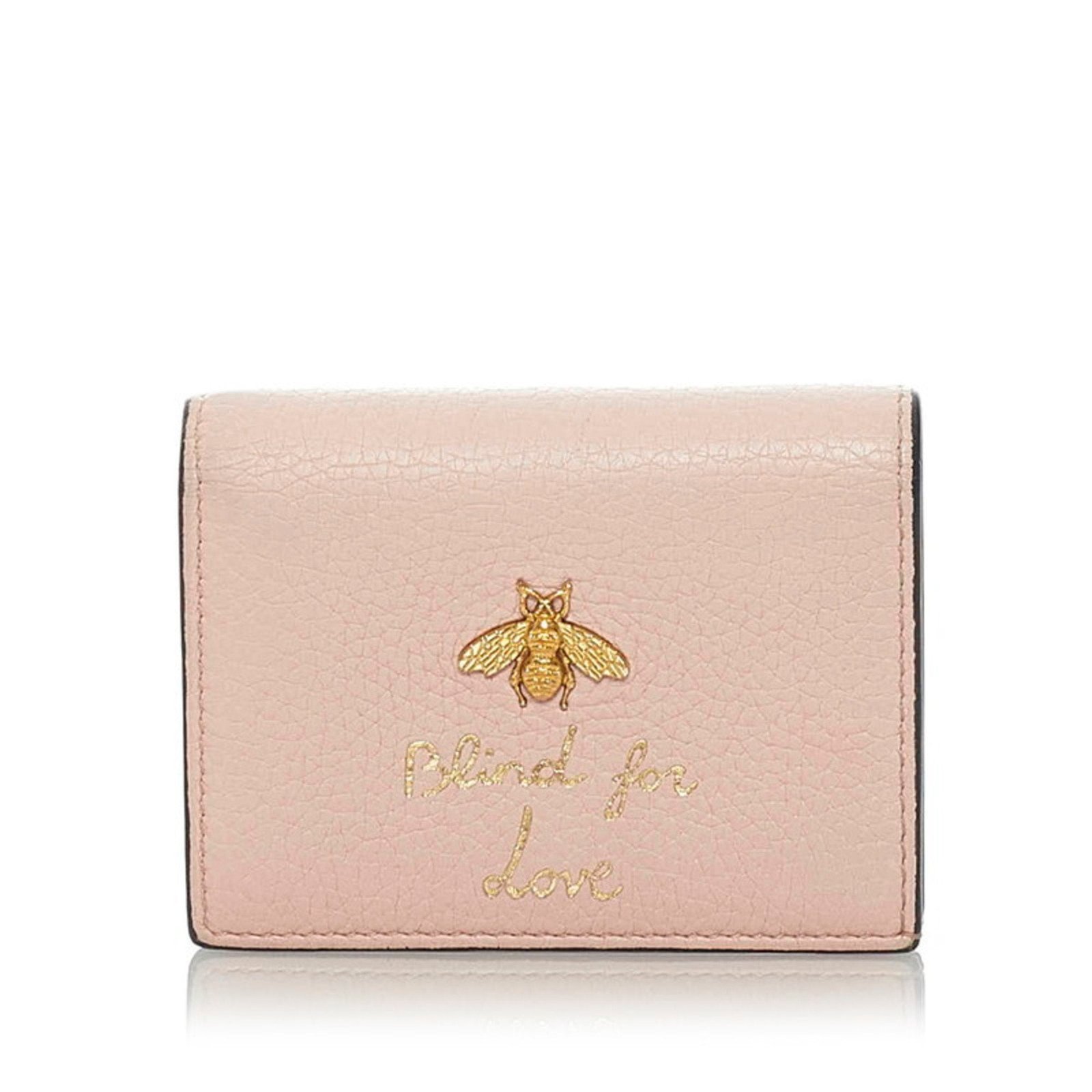 Gucci Animalier Bee Bifold Wallet 460185 Pink Leather Ladies GUCCI | AlmaBagz