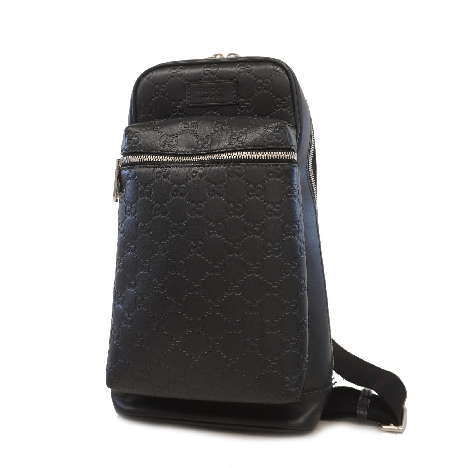 Guccissima Body bag 450970 Men's Leather Sling Bag Black | AlmaBagz
