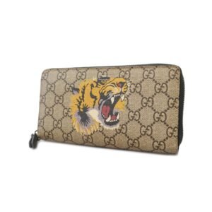 Gucci Long Wallet 451273 Women's GG Supreme Beige,Black | AlmaBagz