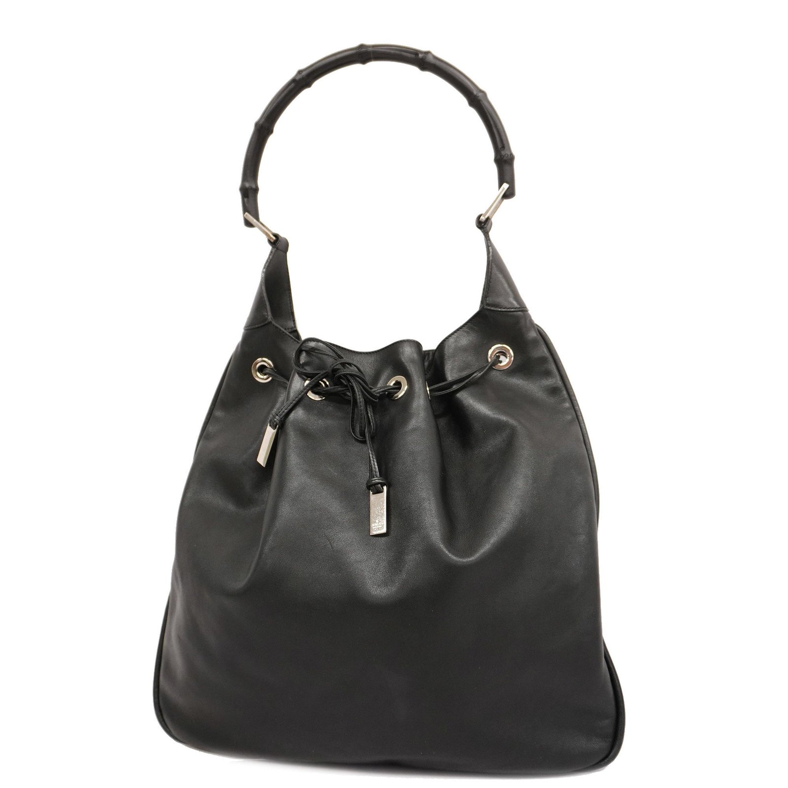 GUCCI Bamboo Shoulder Bag 001 4006 Women's Leather Shoulder Bag Black | AlmaBagz - Image 18