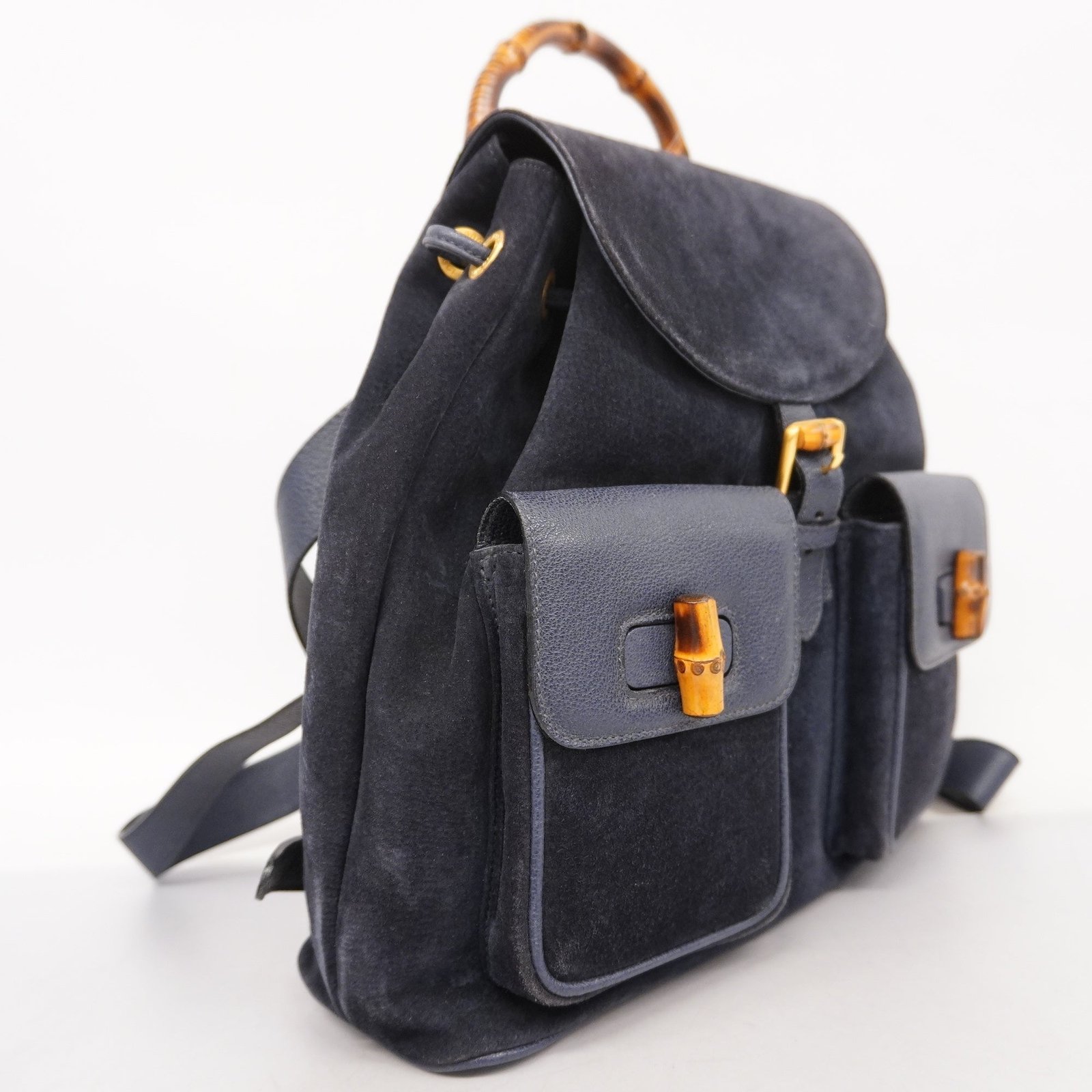 GUCCI Bamboo Rucksack 003 2058 0016 Women's Leather,Suede Backpack Navy | AlmaBagz