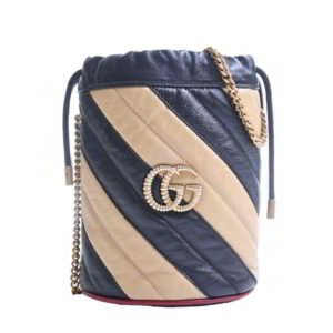 Gucci Leather GG Marmont Quilted Chain Shoulder Bag Black/Beige | AlmaBagz