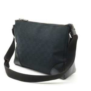 GUCCI GG Canvas Shoulder Bag Leather Black 114273 | AlmaBagz