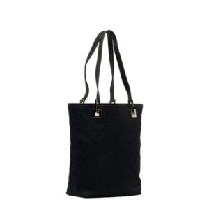 GUCCI GG canvas handbag tote bag 002 1099 black leather ladies | AlmaBagz