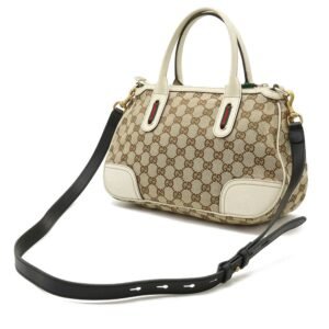 Gucci GG Canvas Princey Sherry Line HandBag Shoulder Bag Leather Beige Ivory 211977 | AlmaBagz