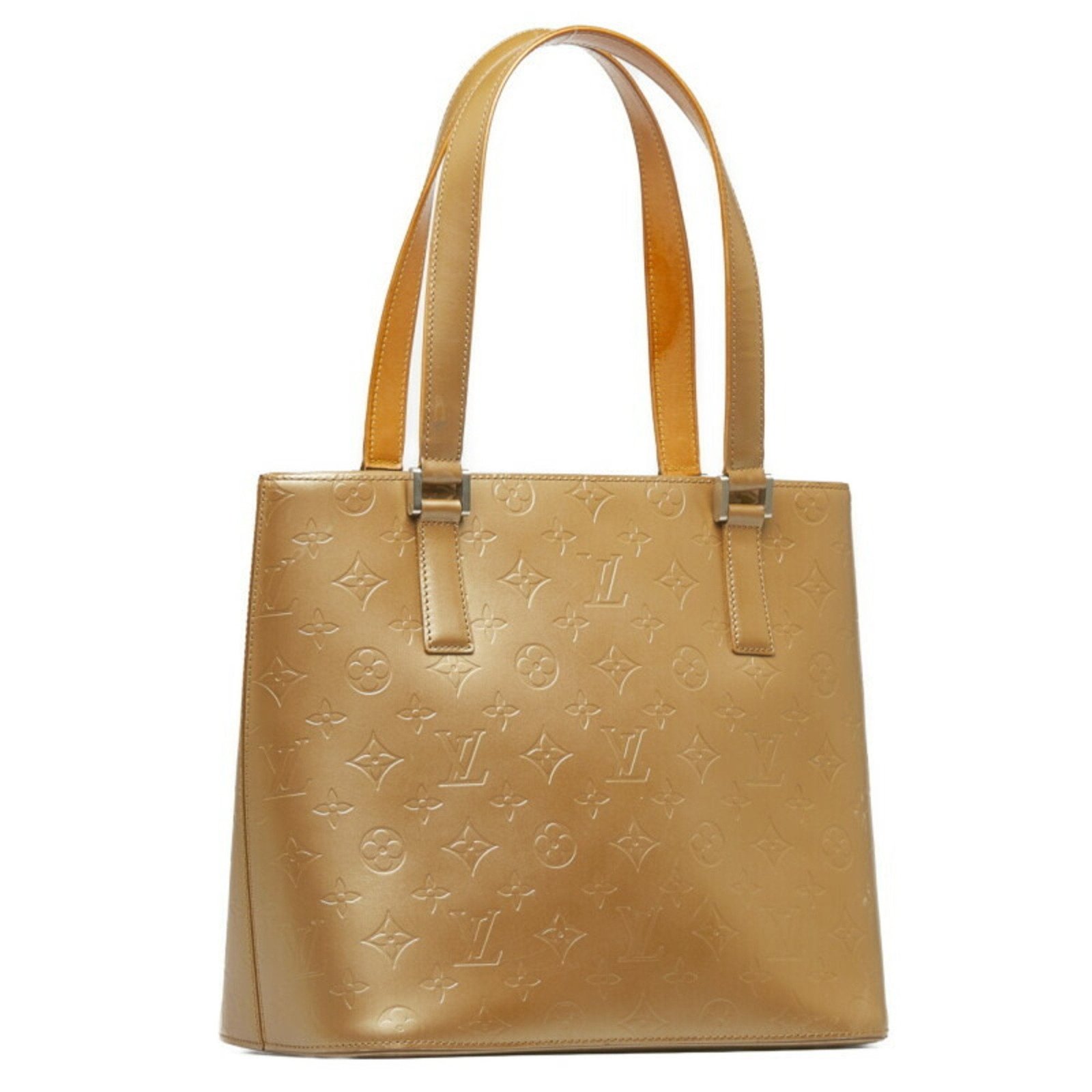 LOUIS VUITTON Monogram Matte Stockton Tote Bag M55117 Ambre Gold Leather Women's | AlmaBagz