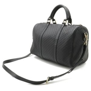 GUCCI Micro sima Boston Bag Handbag Shoulder Leather Black 449646 | AlmaBagz