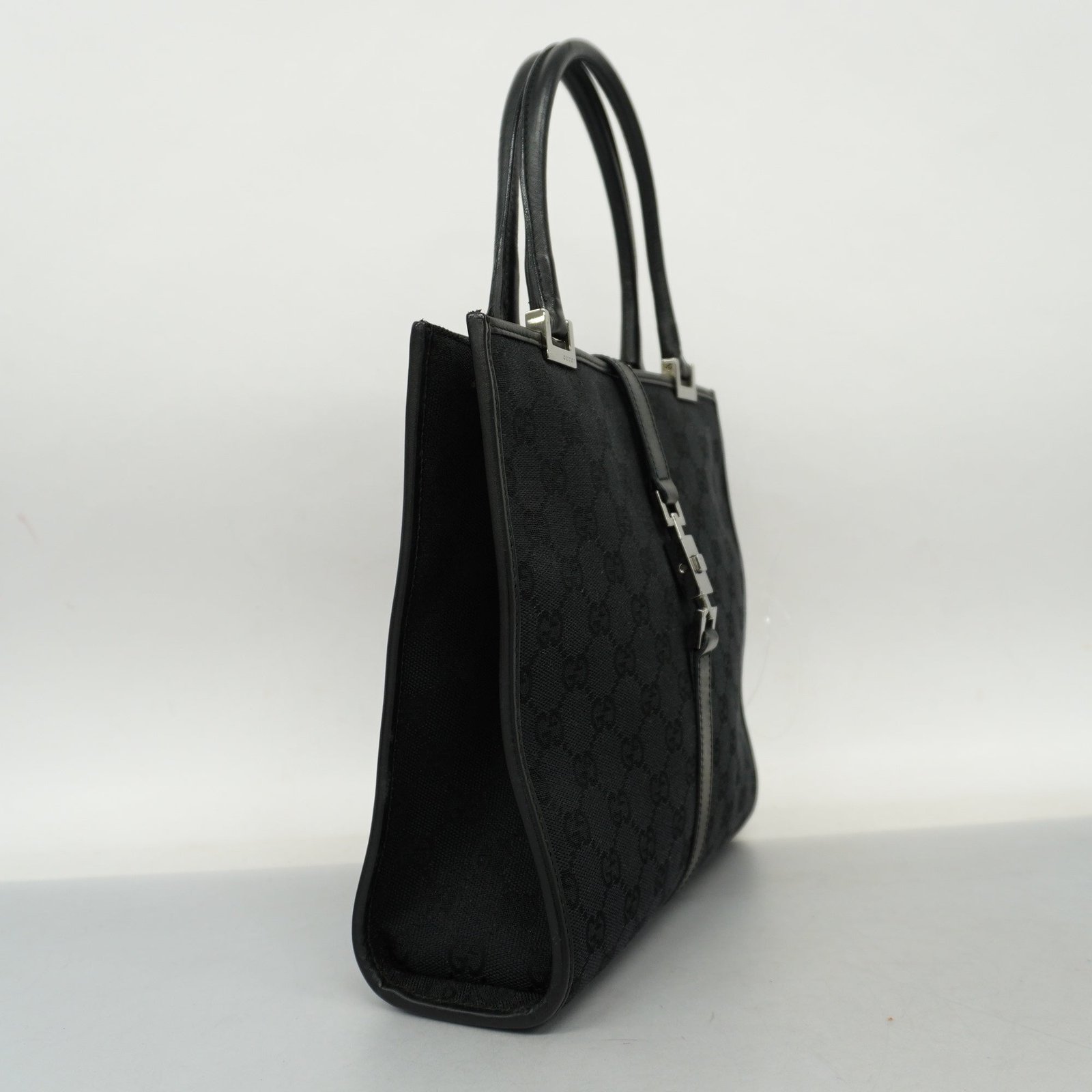 GUCCI Jackie Handbag 002 1065 Women's GG Canvas Black | AlmaBagz