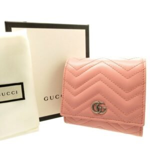 GUCCI GG Marmont 598629 Leather Pink Bifold Wallet | AlmaBagz