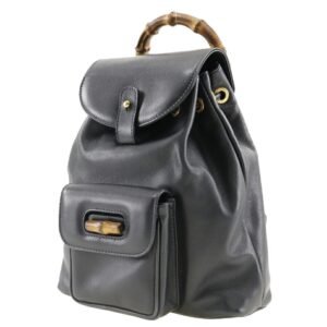 GUCCI Bamboo Mini Backpack Rucksack/Daypack 003.1705.0030 Calf Italian Navy Flap Ladies | AlmaBagz