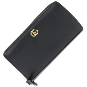 Gucci Round Long Wallet GG Marmont Zip Around 456117 Black Leather Women's GUCCI | AlmaBagz