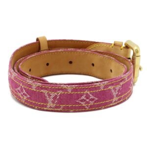 LOUIS VUITTON Monogram Sun Tulle Belt Leather Fuchsia Pink #90 90/36 M6925U | AlmaBagz