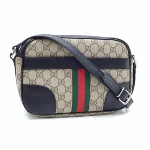 Gucci Shoulder Bag GG Supreme Women's Beige Black PVC Leather 387507 213317 Sherry Webbing | AlmaBagz