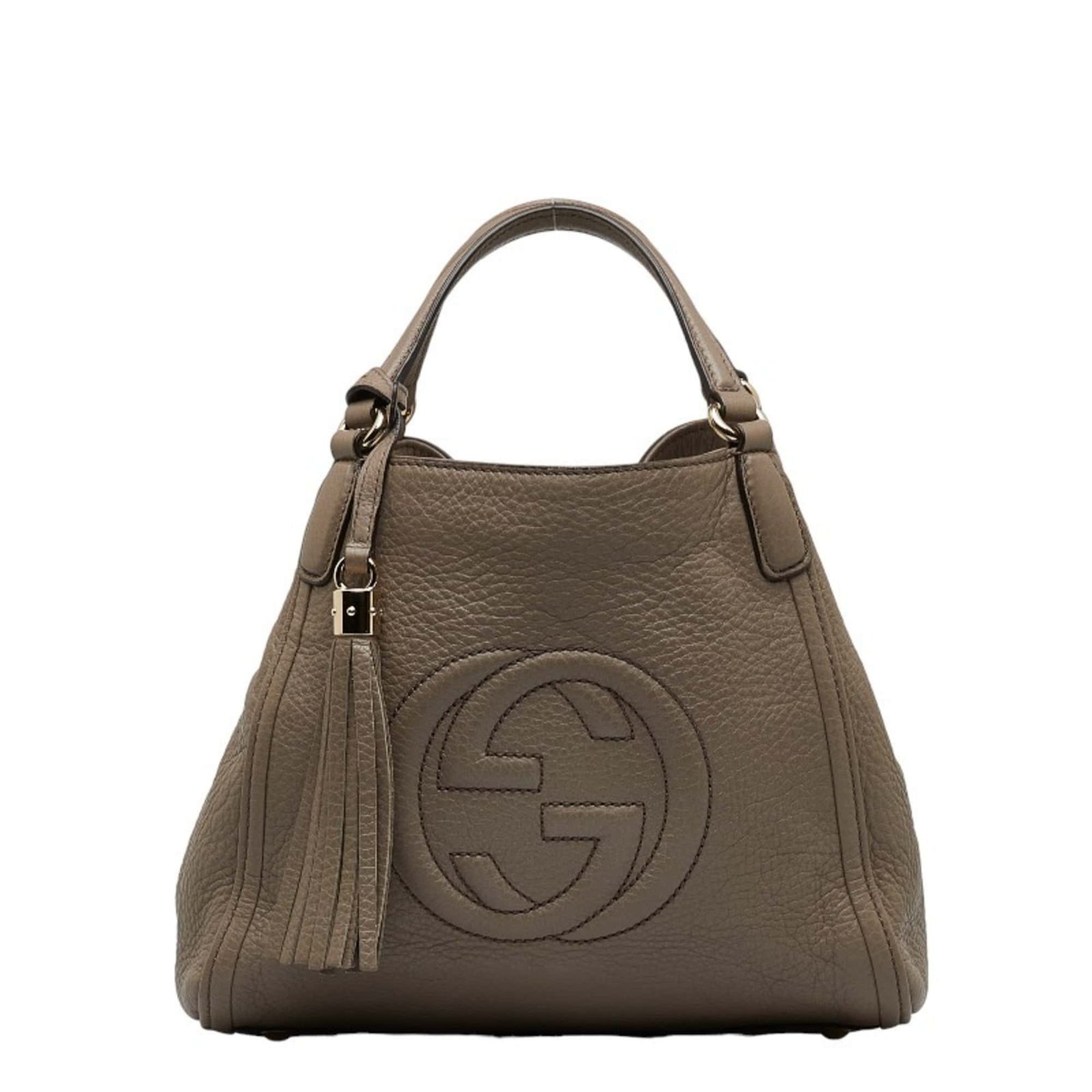GUCCI Soho Interlocking G Handbag Shoulder Bag 2WAY 336751 Gray Leather Ladies | AlmaBagz