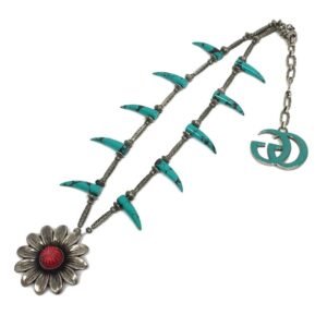Gucci Flower Necklace Indian Turquoise Silver Ladies | AlmaBagz