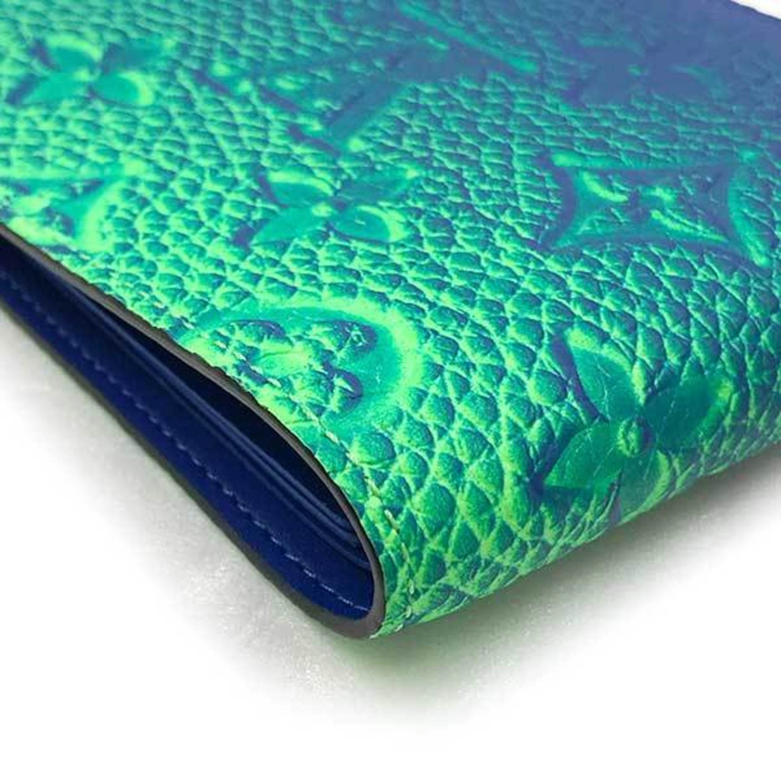 LOUIS VUITTON Portofeuil Slender NM Wallet Long Monogram Neon Color Blue x Green Men Women M81242 | AlmaBagz - Image 5