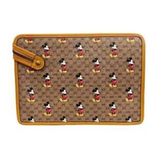 Gucci Clutch Bag Disney Collaboration GG Supreme Mickey Brown 602552 Leather PVC Men's | AlmaBagz