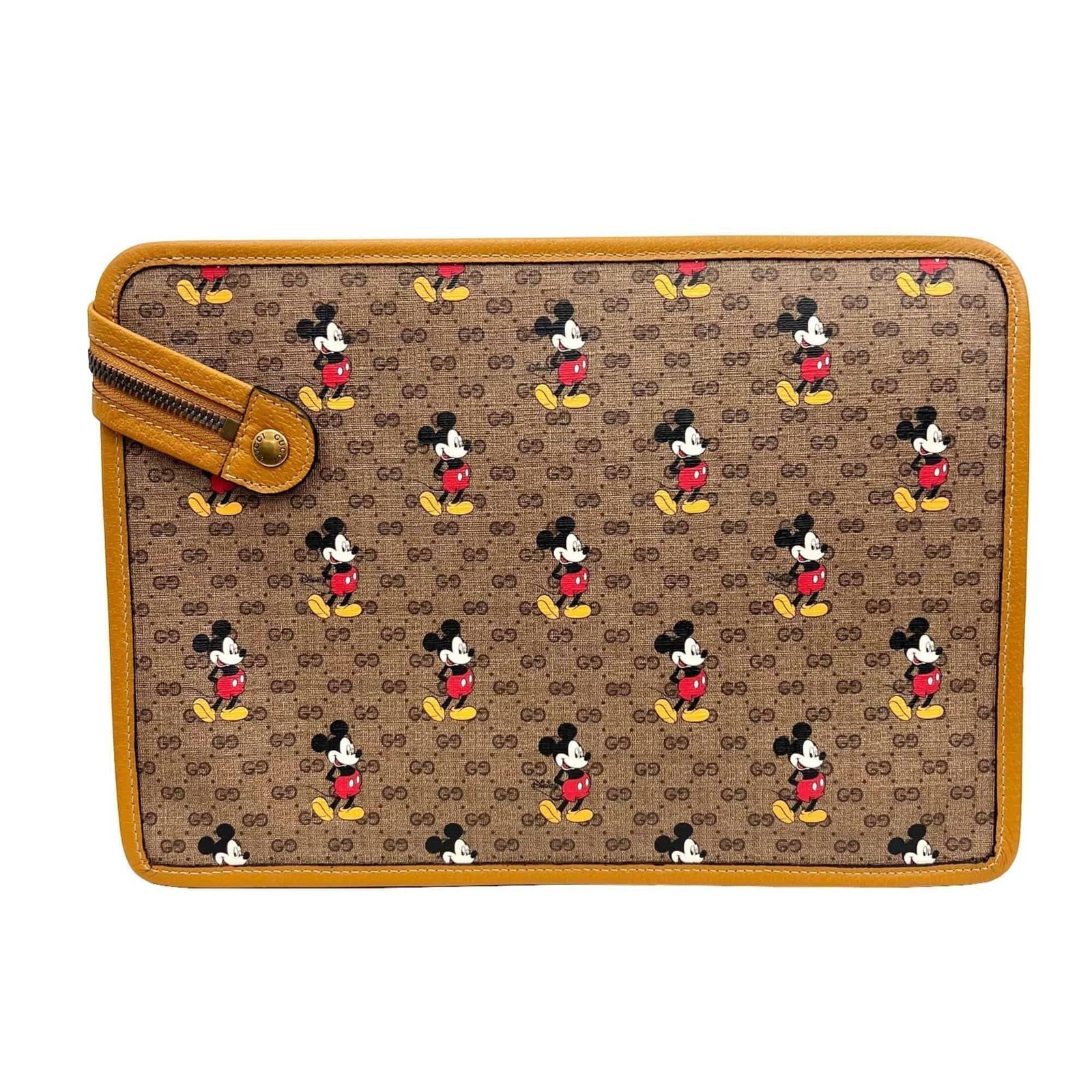 Gucci Clutch Bag Disney Collaboration GG Supreme Mickey Brown 602552 Leather PVC Men's | AlmaBagz