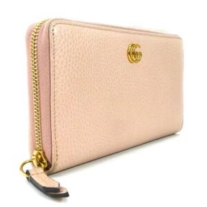 GUCCI Round Zipper Long Wallet GG Marmont Leather Light Pink Women's 456117 55159i | AlmaBagz
