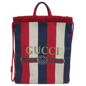 Gucci 473872 drawstring backpack tote rucksack canvas knapsack tricolor | AlmaBagz