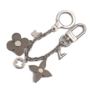 LOUIS VUITTON bijoux sack shenne key holder M64266 metal rhinestone silver bag charm ring monogram flower | AlmaBagz