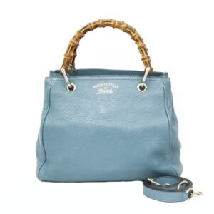 Gucci Shoulder Bag Bamboo Handbag Blue Ladies | AlmaBagz
