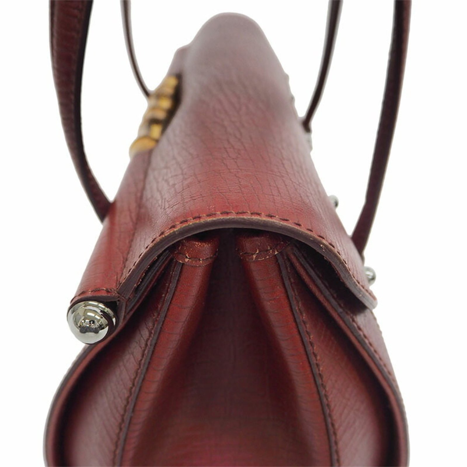 Gucci 111713 GG canvas bamboo handbag red tubular shoulder | AlmaBagz - Image 6