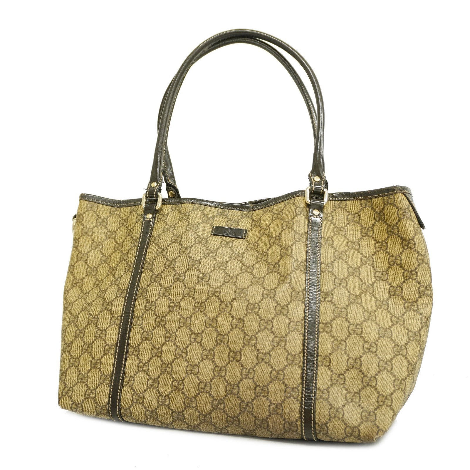 GUCCI GG Supreme 197953 Women's Leather Tote Bag Beige,Dark Brown | AlmaBagz - Image 19