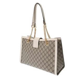 GUCCI Padlock GG Medium Chain Shoulder Bag Beige 479197 Women's Supreme Canvas Tote | AlmaBagz