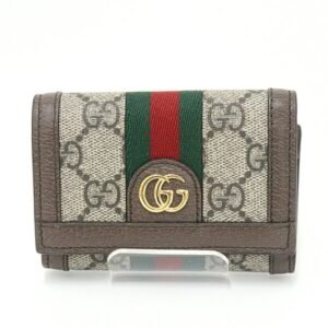 Gucci Ophidia Bifold GG Supreme Beige/Ebony/Brown/Green/Red Double G Web Stripe 644334 Small Wallet | AlmaBagz