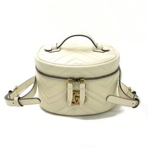 Gucci Handbag Backpack GG Marmont Quilted Leather Mini Bianco Calf Ladies 598594 | AlmaBagz