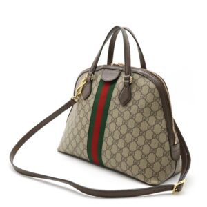 GUCCI Ophidia GG Supreme Medium Handbag Shoulder Leather Beige Mocha Brown 524533 | AlmaBagz